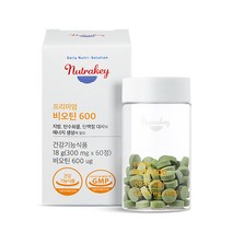 뉴트라키 프리미엄 비오틴 600 남성 여성 탈모에 좋은 모발 영양제 300mg x 60정, 1개