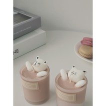 어썸센트 커피곰 커피냥 캔들 귀여운 친구 선물 답례품 인테리어 소품 주문제작 감성 방향제 저렴한선물 130g (선물포장+티라이트캔들증정), 곰돌이, 코튼블라썸