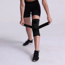 프리미엄 2단 스트랩 무릎보호대 2P 테이핑 압박 무릎 슬개골 십자인대, 일체형 블랙 1 SET (2개)