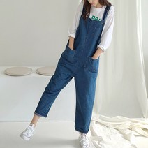 봉시스터즈 고인치배기데님멜빵바지
