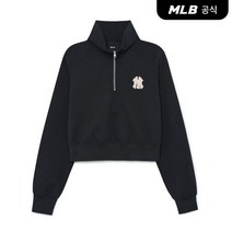 MLB 여성 미디움로고 크롭 반집업 맨투맨 NY (Black)