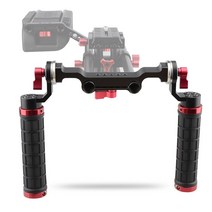 CAMVATE 장미 듀얼 그립 15mm로드 클램프 및 표준 ARRI Rosettes DSLR 카메라 숄더 리그 15mm로드 지원 시, 한개옵션0