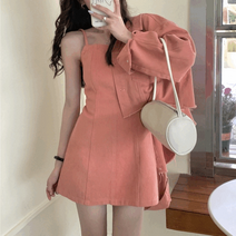 데님 끈나시 미니 원피스