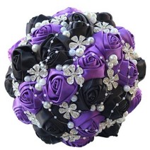 부케 꽃 플라워 카페 실크 매장 꽃다발 소품 스튜디오, 15cm diameter, purple black