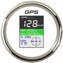 GPS 속도계 LCD 디지털 속도 게이지 트립 ODO COG 보트 해양 오토바이 자동차 kmh 매듭 mph 센서 포함 85mm, White silver