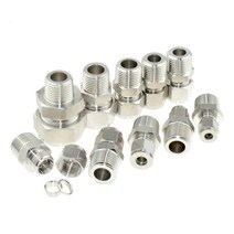 PVC부속 파이프 마개 배관 ss 304 이중 페룰 압축 커넥터 8mm 10mm 12mm 14 12 튜브 18 14 12quot 남성 npt bsp 스테인레스 스틸 피팅, 16mm 외경 튜브, npt 수나사, 12