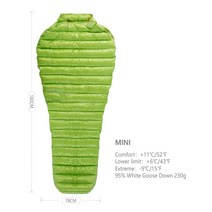 초경량 캠핑 침낭 AEGISMAX 미라 95% 화이트 구스다운 자연 하이킹 장비 나노 미, 01 MINI - M - Green