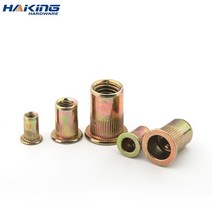 10-50X M3 M4 M5 M6 M8 M10 M12 아연 도금 탄소강 널링 너트 리벳 플랫 헤드 삽입 캡, M6(50PCS)