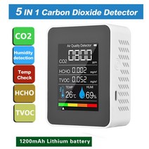 공기질 이산화탄소 측정기 6In 1 PM2.5 PM10 HCHO TVOC CO 다기능 대기 질 감지기 이산화탄소 포름알데히, 한개옵션1, 02 5 in 1 White