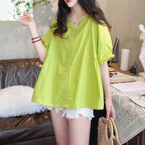 여름/여성/A라인/반팔/블라우스/셔츠/빅사이즈