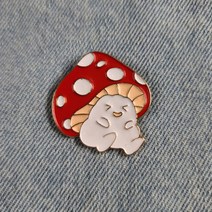 BC004 빨간 버섯을 쓴 사오정 같은 고양이 동물 브로치 뱃지