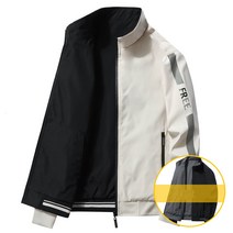 TZQW 흠광지성 양면 재킷 남성 봄가을 캐주얼 하이넥 트렌디 남성복 루즈핏 코트52.5-105KG