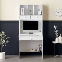 블랑누보 딜리 책상책장세트 1인용 공부방 책상 세트, 화이트(800책상+책꽂이)