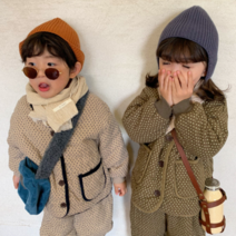 돌 아기 유아 아동 키즈 남자 여자 아이 겨울 형제룩 둥이룩 남매룩 자매룩 카키색 베이지색 꽃무늬 면 누빔 깔깔이 자켓 팬츠 고무줄 밴딩 상하 세트