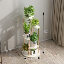 화분정리대 원목 인테리어 화분 받침대 선반, C. 화이트 원판 5단