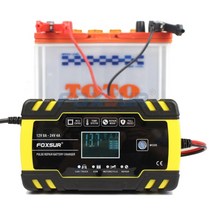 자동차배터리 밧데리 커버 Foxsur 12v 24v 8a 자동 스마트 배터리 충전기 3단 스마트 배터리 충전기 젤 습식 agm 배터리용 자동차 배터리 충전기, 미국 플러그