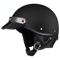 DAYU 빈티지 오토바이 헬멧 오픈 페이스 하프 페이스 헬멧, 새까맣다