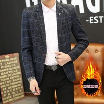 남자 콤비 자켓 체크 무늬 캐주얼 정장 남성 재킷
