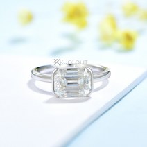 웨딩 여성 럭셔리 노블레스 아름다움 Kuololit 3CT 에메랄드 컷 모이사나이트 반지 여성용 솔리드 18K 14K10K 옐로우 골드 D/VVS1 솔리테어 링 약혼 크리스마스 용