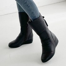 니나스파리 백 리본끈 천연가죽 미들부츠