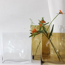 공간아트 브라운 플랫유리화병 모던하우스, 로우, 클리어