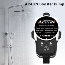 aisitin 24v 부스터 펌프 브러시리스 워터 펌프 자동 압력 컨트롤러 ip56 가정용 온수기 부스트 for home fast, 수동 자동, 150w, 유럽 ​​연합