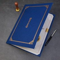 파일 고급 명예 인증서 커버 특수 용지 A4 브론징 인증 시상식 경쟁 폴더 스킨 10 개, [02] blue gold