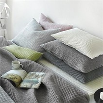 쁘리엘르 마일드 피그먼트 아사 누비 베개커버 50x70, 웜그레이/그린