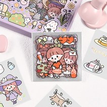 대용량 다꾸 스티커 100장 세트 투명 감성 다이어리 씰스티커 인생네컷 앨범 예쁜 꾸밈 노트북 인스 보석 꾸미기, W59005S(큐티걸