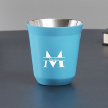 데미타세 데미타세잔 도피오잔 싱글찻잔 호텔커피잔 커스텀 네임 스테인리스 스틸 에스프레소 컵 이중 벽, 06 light blue_01 80ml