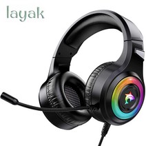 layak 진동 노이즈 캔슬링 게이밍 헤드셋 검은 색