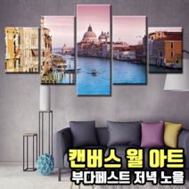 벽면 액자 인테리어 캔버스 월아트 와이드 분할액자 명화 개업선물, 부다페스트저녁노을