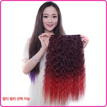가발 옥수수펌 오카헤어 롱 웨이브 원포인트 헤어커트 그라데이션 가발 여성용 헤어커팅, 브라운과 블랙, 하나