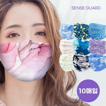센스가드 숨쉬기 편한 국산 비말차단 패션 덴탈 마스크 40종 10매입, 크라운 옐로우