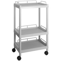 중형 3단선반카트(302H) 높은 가드레일카트 플라스틱 핸드레일 운반차 웨건 병원 드레싱카 한의원 요양원 식당차 이동트레이 왜곤 왜건 보조테이블, 브레이크바퀴2개변경