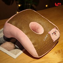 LoveMe 거북목교정베개 높은베개 숙면베개 시원한 매트 낮잠베개 눕는 베개 사무실 낮잠 인공물 다기능 목베개 쿠션 경추를 건강하게 엎드려 자는 것이 더 쉽습니다, 핑크 돼지