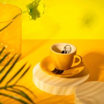 뭉크 스크림 에스프레소 샷잔 컵 받침 1세트 60ml 소장용 에스프레소컵 (5종 중 택 1) 2.5oz 카페커피잔 홈카페컵 CLABO, 옐로우