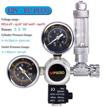 수족관 CO2 레귤레이터 마그네틱 솔레노이드 키트 DIY 어항 CO2 버블 카운터 제어 시스템 압력 감속기 체크 밸브 12V DC, 100V-240V - EU Plug_CGA320