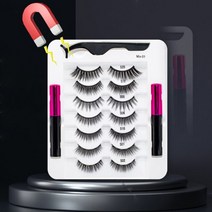 인조속눈썹 인조속눈썹 재사용 가능한 마그네틱 속눈썹 7쌍 및 마그네틱 아이라이너 키트 튜브 2개 내츄럴 룩 페이크 래쉬 세트 페스타냐 마그네틱 메이크업, 7쌍-믹스-01
