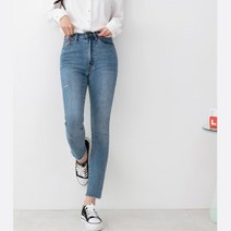 절개 워싱 밑단헤짐 뱃살커버 여자 스키니진 코디