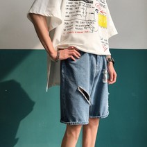 가바바 남성 청반바지 센스있게 찢어진 간지 5부 데님반바지 G35085