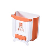 ZZJJC 도어접이식 휴지통 차량용 아이디어 플라스틱 휴지통 가정용 주방장 도어접이식 휴지통, 오렌지 하나