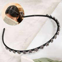 귀 안아픈머리띠 심플 큐빅 헤어 악세서리 앞머리 기르기 슬림 머리띠 그레이