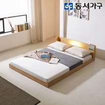 동서가구 네오 마이미 LED 조명 저상형 슈퍼싱글 퀸 침대 매트리스, 퀸 침대프레임, 프레임만, 고무나무