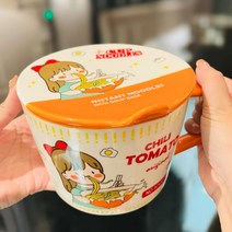 소녀 머그컵 라면그릇 컵라면 용기 뚜껑, B(1050ml)