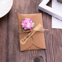 인사말 카드 빈티지 수제 마른 꽃 크래프트 종이 봉투 생일 결혼식 호의 파티 초대장 복고풍 편지, 1