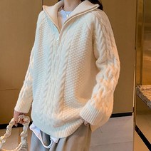 미드디엔 여성 아노락 긴팔 반집업 니트