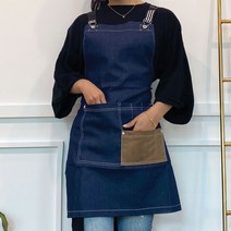 데일리앤코 가죽이중포켓 데님앞치마 방수 공방 어린이집 바리스타 주방 _ 22092786EA, 쿠팡 자비샵 X형끈 블루, 쿠팡 자비샵 본상품선택