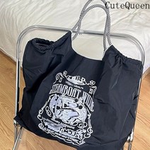 CuteQueen 귀여운여왕 일본식 자수 환경 친화적인 나일론 단어 어깨 큰 용량 엄마 가방 쇼핑백