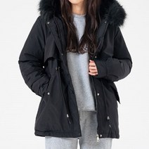 협력브랜드 여자 후드패딩 베이지 점퍼 후드 자켓 겨울 하프패딩
